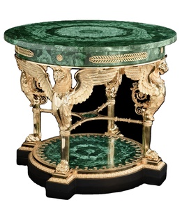 Table basse en malachite, artisanale, en malachite et laiton, objet de décoration intérieure, style traditionnel, décoration intérieure - Product Image 1