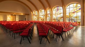 Sillas <span class=keywords><strong>de</strong></span> Banquete Apilables al por Mayor con Marco <span class=keywords><strong>de</strong></span> Hierro Dorado y Cojín Acolchado para Hotel, <span class=keywords><strong>Boda</strong></span>, Evento, Iglesia, Conferencia, Restaurante - Product Image 2