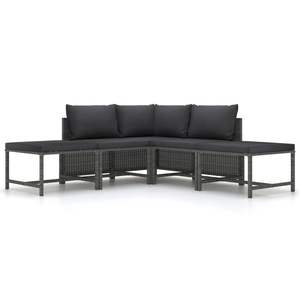 Ensemble de canapés de jardin en rotin gris anthracite avec structure en acier, mobilier d'extérieur au design contemporain, coussins imperméables - Product Image 1