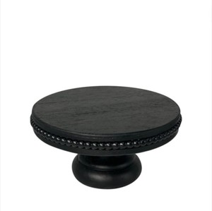 Soporte de madera para pasteles con logotipo personalizado, pedestal con ribete de cuentas, bandeja de exhibición para postres y cupcakes, para bodas, eventos, venta al por mayor. - Product Image 1