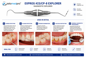 เครื่องมือตรวจวินิจฉัยทางทันตกรรม Dental 23 CP 8 Explorer ทำจากสแตนเลสสตีล ยี่ห้อ OEM Zetomed Pro - Product Image 4