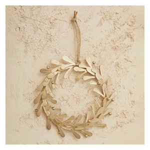 Multipurpose Silver Metal Floral <b>Wreath</b> with Leaf Pattern for Door Wall and Table Centerpiece Styling - Product Image 4