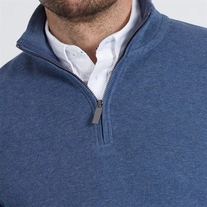 Sweat-shirt à capuche pour homme en coton, broderie personnalisée, coupe oversize, style streetwear, tricoté, bleu, avec fermeture éclair quart, OEM, vente en gros - Product Image 4