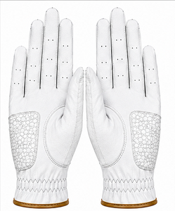 Gants de golf en cuir de cabretta de mouton blanc de haute qualité, respirants, à adhérence souple, pour hommes et femmes, main gauche, logo couleur - Product Image 6