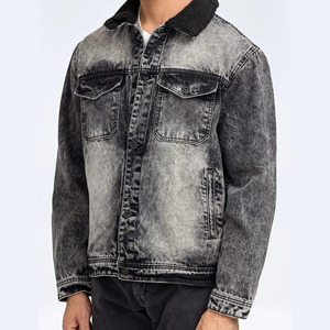 Quality Casual Embroidered Windproof Oversized Drop Shoulder Denim <b>Jeans</b> <b>Jacket</b> for Men Distressed <b>Black</b> 100% Cotton Winter - Product Image 5