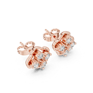 Boucles d'oreilles de fiançailles en or blanc 14 carats avec diamant rond cultivé en laboratoire pour femmes |   Nouveau diamant cultivé - Product Image 4