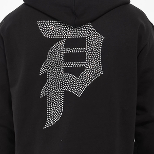 Custom Men Oversized Boxy Streetwear Distressed Cropped French Terry Acid Wash Zip up <b>Rhinestones</b> <b>Hoodies</b> - Product Image 2
