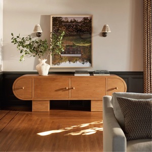 Solid Teak Wood <b>Sideboard</b> Cabinet Wooden <b>Storage</b> Buffet Cabinet for Living Room & Dining Room Furniture - Product Image 6