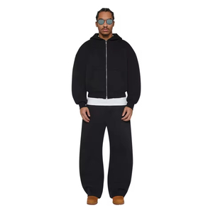 Sudadera con capucha informal OEM al por mayor, de alta calidad, 100% algodón, felpa francesa, estilo vintage, bordada, para hombre, oversize, con cremallera - Product Image 2