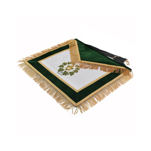 En gros Tablier Maçonnique Ancien Maître Maçon Grand Maître en Velours Vert avec Franges Dorées, Régalia de Loge pour Grades Alliés - Product Image 3
