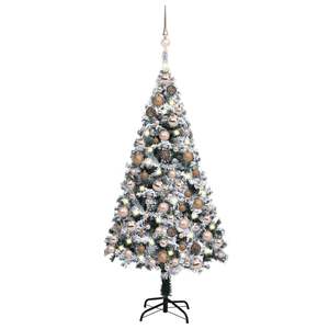 Green 59.1\" PVC <b>Artificial</b> <b>Pre</b>-<b>Lit</b> <b>Christmas</b> <b>Tree</b> with Ball Set - Product Image 1