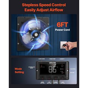 Ventola di scarico a otturatore da 14 pollici con programmazione intelligente controllo della temperatura a velocità variabile 2000 Timer motore CFM EC per capannone serra - Product Image 6