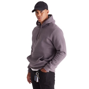 Sweat à capuche pour hommes 100% coton de haute qualité 350gsm pull vierge d'impression en coton mélangé à coupe régulière avec motif solide - Product Image 4