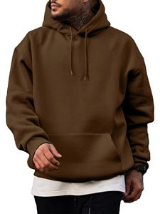Sweat-shirts à capuche pour hommes, décontractés, à fermeture éclair, 100% coton, unis, d'hiver, avec poches, manches longues - Product Image 1
