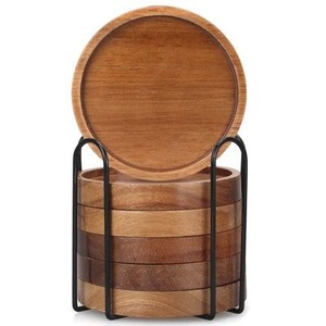 Handmade <b>Wood</b> Drink Mat <b>Set</b> For Coffee Cups <b>Tea</b> Mugs Glasses Dining Table Kitchen Countertop Cafe Restaurant Accessories - Product Image 3
