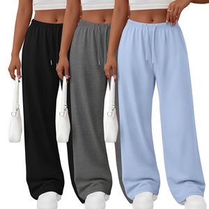 Wholesale Custom Women Baggy <b>Sweatpants</b> Mid Waist Wide Leg Fleece Track Pants Ladies Casual <b>Oversized</b> Streetwear Trousers - Product Image 3