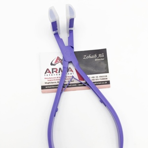 Pinza Profesional para Extensiones de Cabello con Cinta Adhesiva, Color Azul, Agarre de Silicona, 7 Pulgadas, Acero Inoxidable de Grado Quirúrgico, Herramientas para Extensiones de Cabello - Product Image 1
