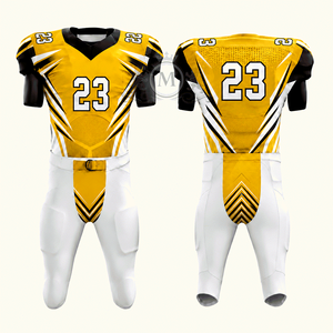 Ensemble d'uniformes de football américain pour hommes, personnalisé, imprimé par transfert thermique, grande taille, 100% polyester, bleu clair et blanc, numéro 23, col en V - Product Image 5