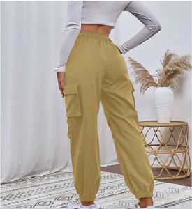 Pantalones Cargo de Verano para Mujer, Cintura Media, Antiarrugas, con Bolsillos Laterales con Solapa, Diseño de 4 Bolsillos, para Oficina y Fiesta - Product Image 1