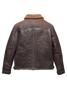 Chaqueta de Cuero con Forro de Borrego Marrón para Hombre - Product Image 3