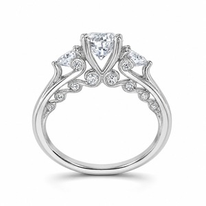 Anillo de compromiso de plata 925 de calidad premium con diamante de corte brillante redondo y engaste de puntas para mujer - Product Image 1