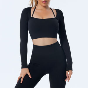 Conjunto de Yoga de 2 Piezas para Mujer, Ropa Deportiva, Transpirable, con Estampado Sólido, Cintura Elástica, Leggings con Logotipo Frontal - Product Image 5