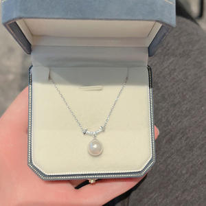 Collar de Perlas Edison de Agua Dulce de 9-12 mm, Collar de Plata S925 con Colgante de Sonrisa, Joyería de Moda - Product Image 3