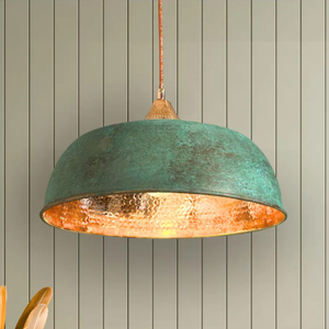Top Sale on Oval Shape Verdigris Green Patina Copper Hammered Pendant Desk Lamp with 1 Year Warranty at Minimal Market Price - Product Image 1