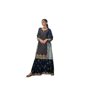 Dernier costume de travail Khatli non brodé au menton lourd avec vente en ligne de la collection indienne et pakistanaise Dupatta - Product Image 1