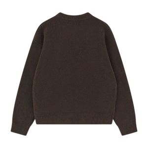 Pull en tricot marron à col rond en coton doux de qualité supérieure, léger et décontracté, coupe ajustée confortable pour l'hiver - Product Image 2