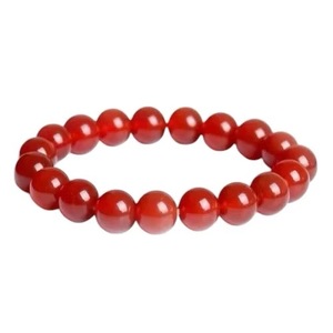 Bracelet en perles de cornaline rouge naturelle, pierres rondes polies, extensible, bijoux de guérison en cristal - Product Image 5