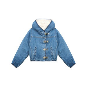 Women's Denim Jacket Light Wash Stonewashed Casual <b>Button</b> Front Loose Fit Autumn Style Leopard Print Cotton Fabric - Product Image 2