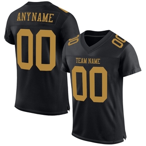 Vente en gros directe OMMIZ INDUSTRY Maillot de football authentique personnalisé noir et or vieilli en maille - Product Image 1