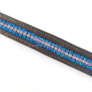 Petits Cristaux Personnalisés Bleu et Rose Pierres incrustées de Cuir Anglais Noir front de cheval en pleine taille cob - Product Image 5