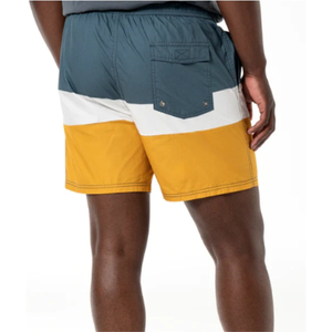Shorts de bain pour hommes à blocs de couleur avec poches, séchage rapide, taille à cordon de serrage, shorts de sport décontractés - Product Image 5