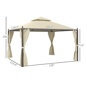 Gazebo da Esterno Beige 10 X 12 con Tetto a Due Livelli, Tende, Tettoia e Pergola - Product Image 3