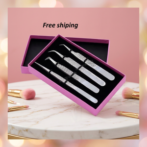 Juego de Pinzas para Extensión de Pestañas de Acero Inoxidable, con Punta Curva de Precisión y Agarre de Diamante, Herramientas Suaves para Volumen, 90 Grados, Personalizadas - Product Image 3