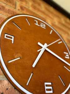 Handmade Silent Wooden Wall <b>Clock</b> - Unique Art with <b>White</b> color numbers with <b>White</b> color <b>clock</b> Hand - Product Image 4