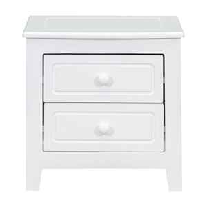 Mid Century Retro 2-Drawer Nightstand for Bedroom Classic Design <b>White</b> <b>Bedside</b> Table - Product Image 5