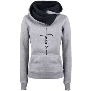 Sweat-shirt rose à capuche avec imprimé croix Faith, coupe ajustée, unisexe, en polaire, décontracté, pour l'automne - Product Image 6