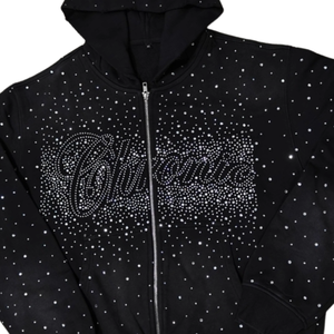 Custom <b>Rhinestone</b> Winter Oversized Zip Hoodie Black Bling Crystal Personalized Logo Design Luxury Streetwear <b>Jacket</b> Men - Product Image 3