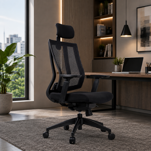 Chaise de bureau ergonomique moderne en tissu KINSHA 3D à hauteur réglable avec accoudoirs pour usage domestique ou professionnel - Product Image 1