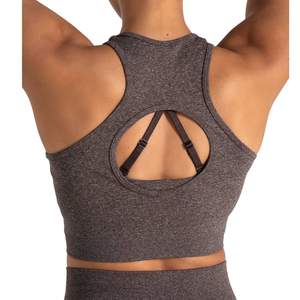 Custom Womens High Neck Seamless Sports Bra Fitness Yoga Workout Crop Tank Top <b>Stretch</b> Gym Activewear OEM Wholesale - Product Image 3