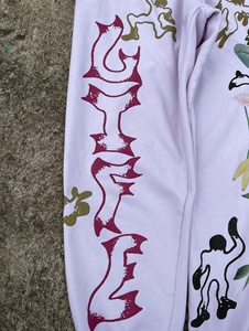 Top Selling Custom <b>womens</b> Graphic Fleece Sweatpants Vintage Floral Font Printed Joggers Light Pink <b>Cuffed</b> <b>Trousers</b> - Product Image 4