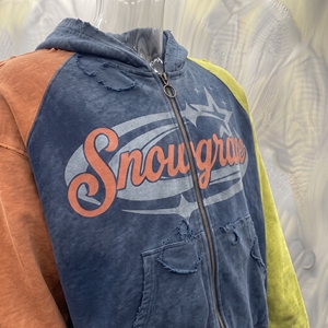 Sweat-shirt à capuche zippé Snowgrace, manches raglan, color block, coupe oversize, unisexe, style streetwear, tissu tricoté, style automne - Product Image 6