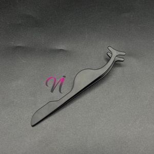 Mayye Custom Logo Eyelash Applicator Tool <b>Black</b> Powder Coated Stainless Steel Strong <b>Hold</b> Lash Extension Tool - Product Image 2