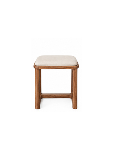Modern Solid Teak Wooden <b>Stool</b> with Upholstered Fabric <b>Seat</b> for Dining Room Home Furniture Minimalist Design - Product Image 2