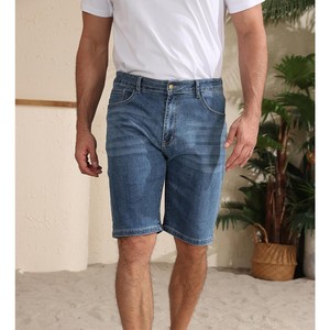 Nouveaux shorts en jean pour hommes, coupe droite, taille mi-haute, délavés clair, en coton respirant, tissés, décontractés pour l'été, OEM ODM - Product Image 5