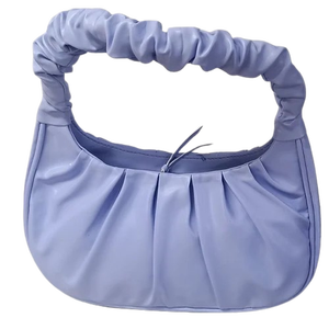 Boutique Ruched Handle Zipper Waterproof Pouch Unisex Luxury PU Leather Designer Inspired Mini Cloud <b>Handbag</b> <b>Small</b> Shoulder Bag - Product Image 1