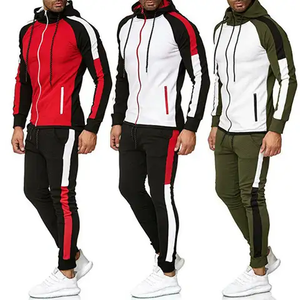 Survêtements pour hommes personnalisés en gros OEM, deux couleurs, respirants, en coton, élégants, avec fermeture éclair, ensemble 2 pièces - Product Image 2